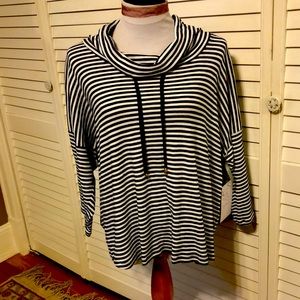 Ann Klein Navy & White striped cowl neck jersey XXL